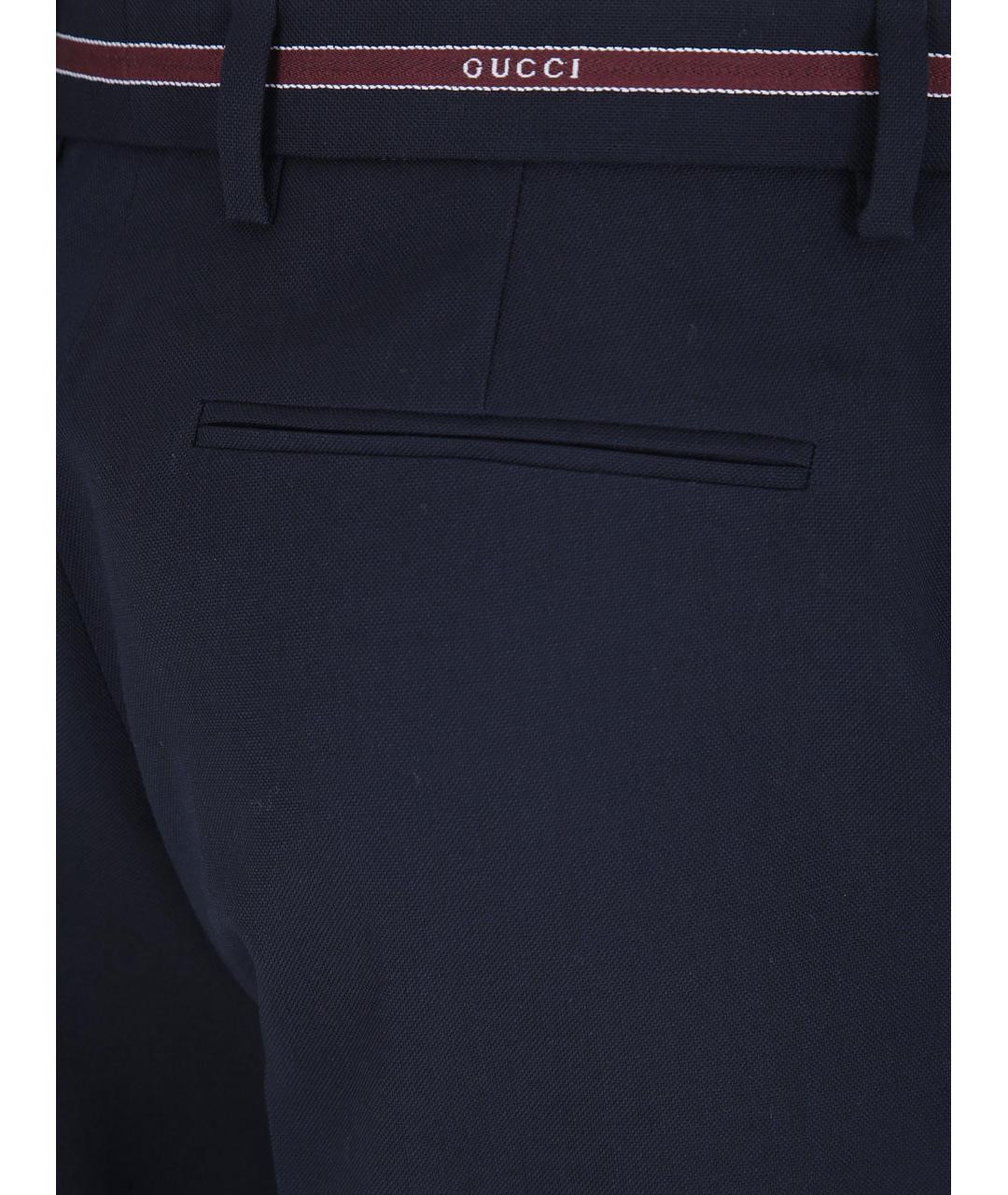 GUCCI Синие шерстяные брюки узкие, фото 3