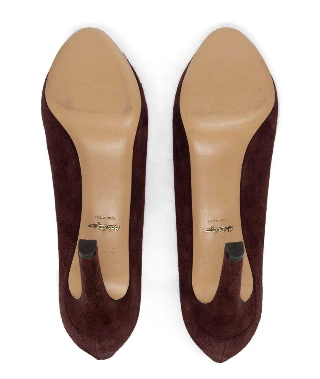 FERRAGAMO Бордовые замшевые туфли, фото 5
