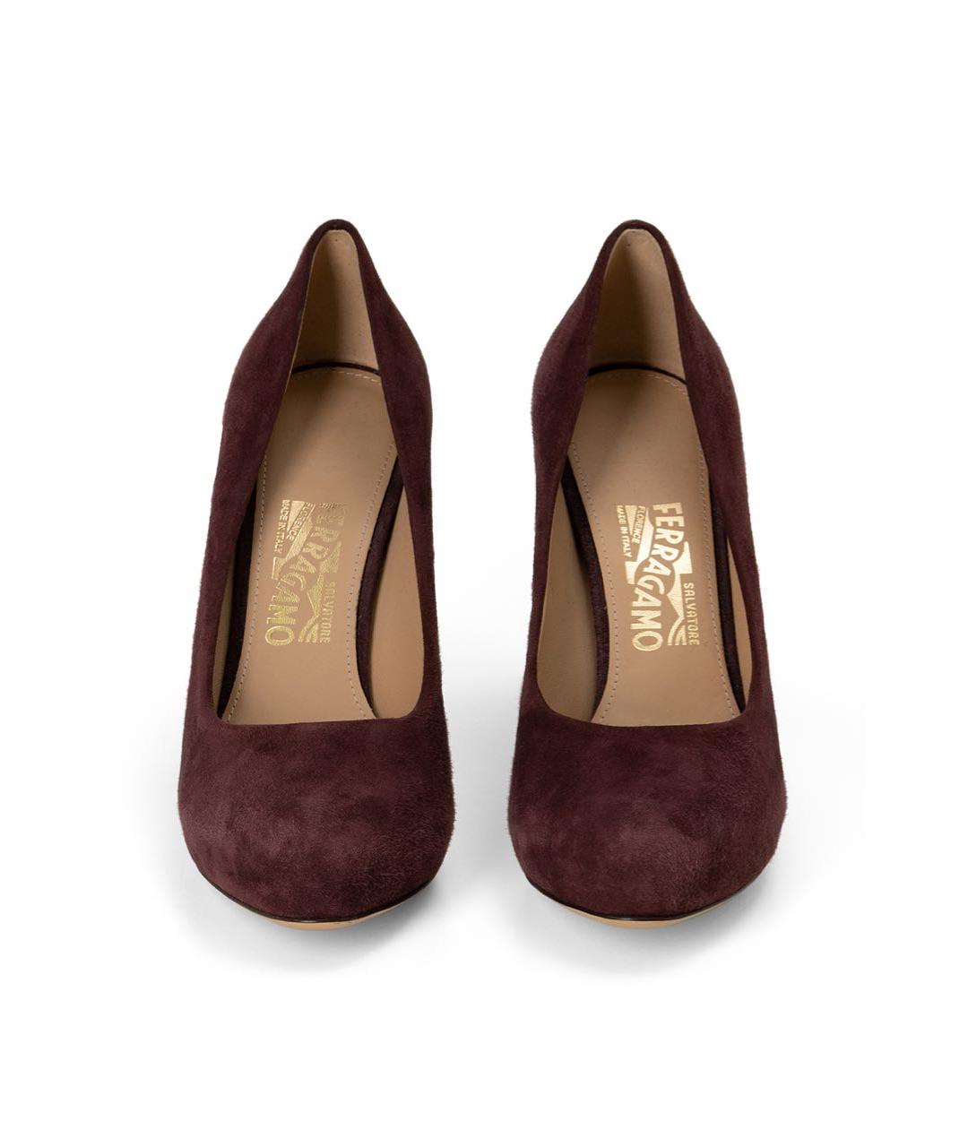 FERRAGAMO Бордовые замшевые туфли, фото 2