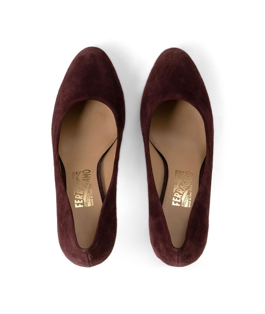FERRAGAMO Бордовые замшевые туфли, фото 3