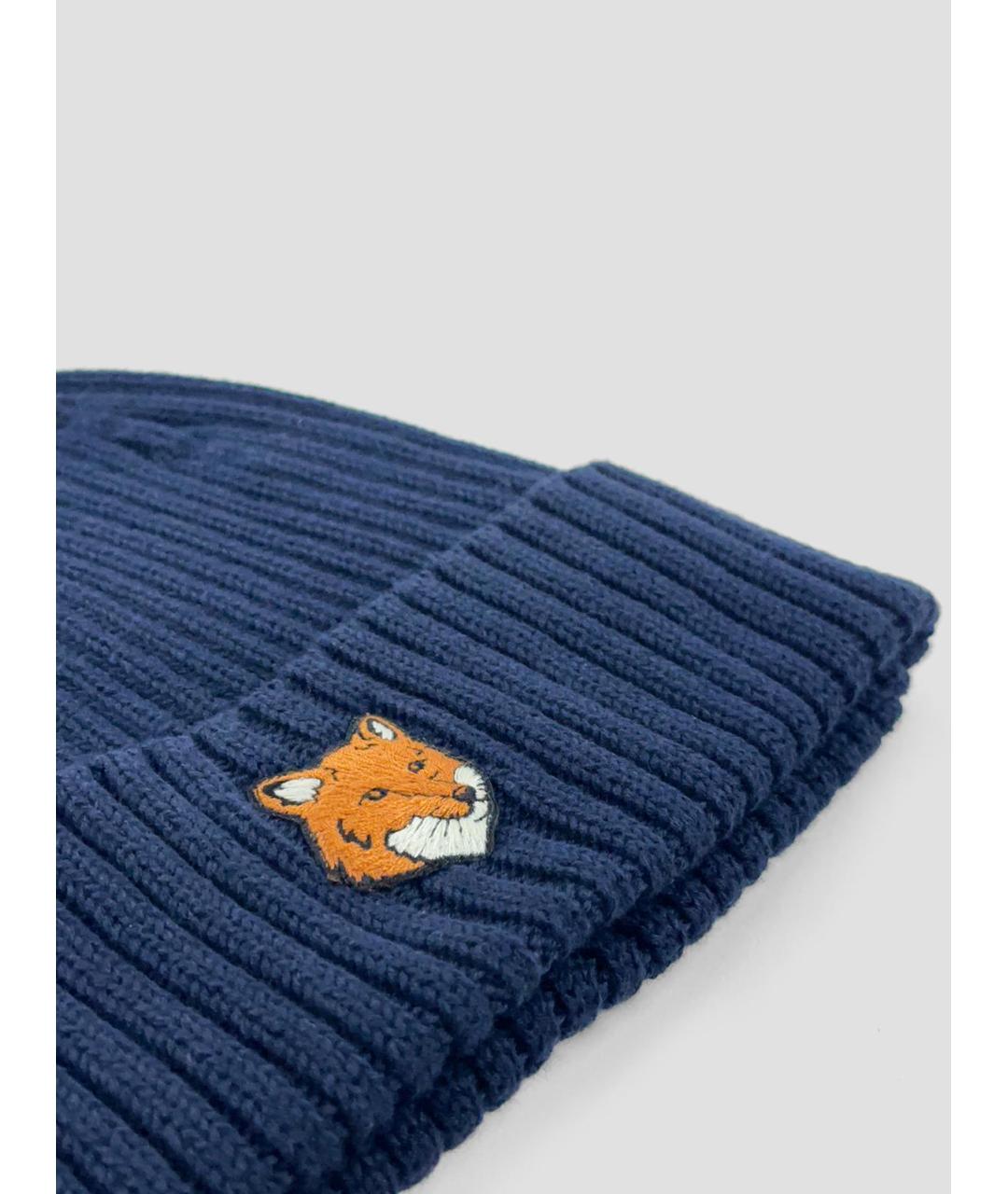 MAISON KITSUNE Темно-синяя хлопковая шапка, фото 3