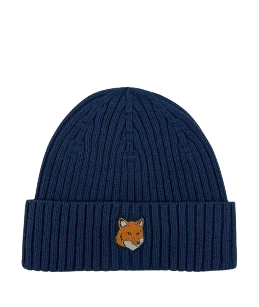 MAISON KITSUNE Темно-синяя хлопковая шапка, фото 1