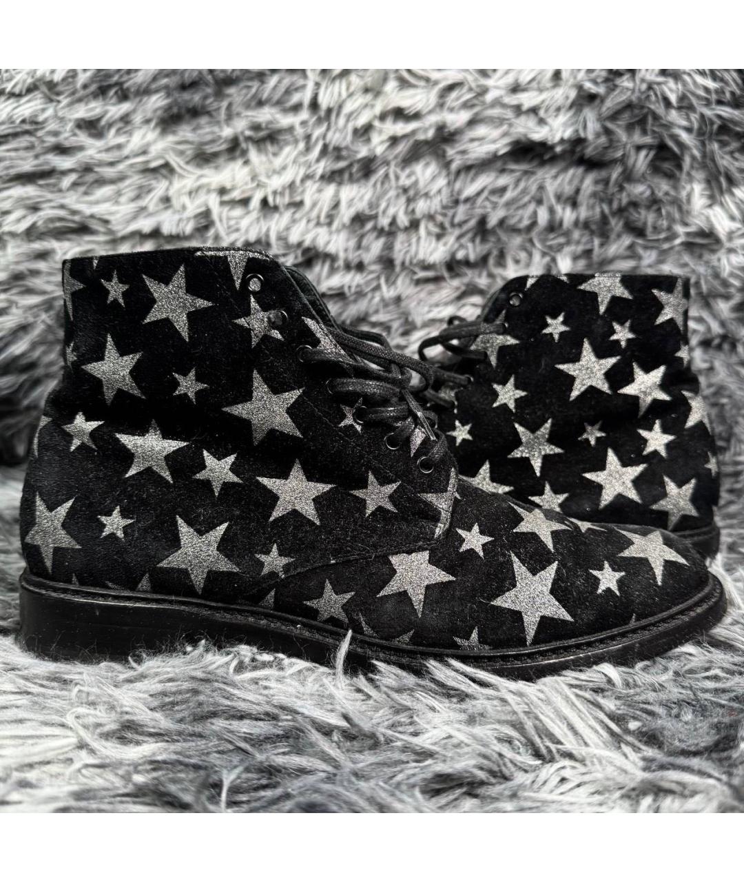 SAINT LAURENT Черные замшевые высокие ботинки, фото 3