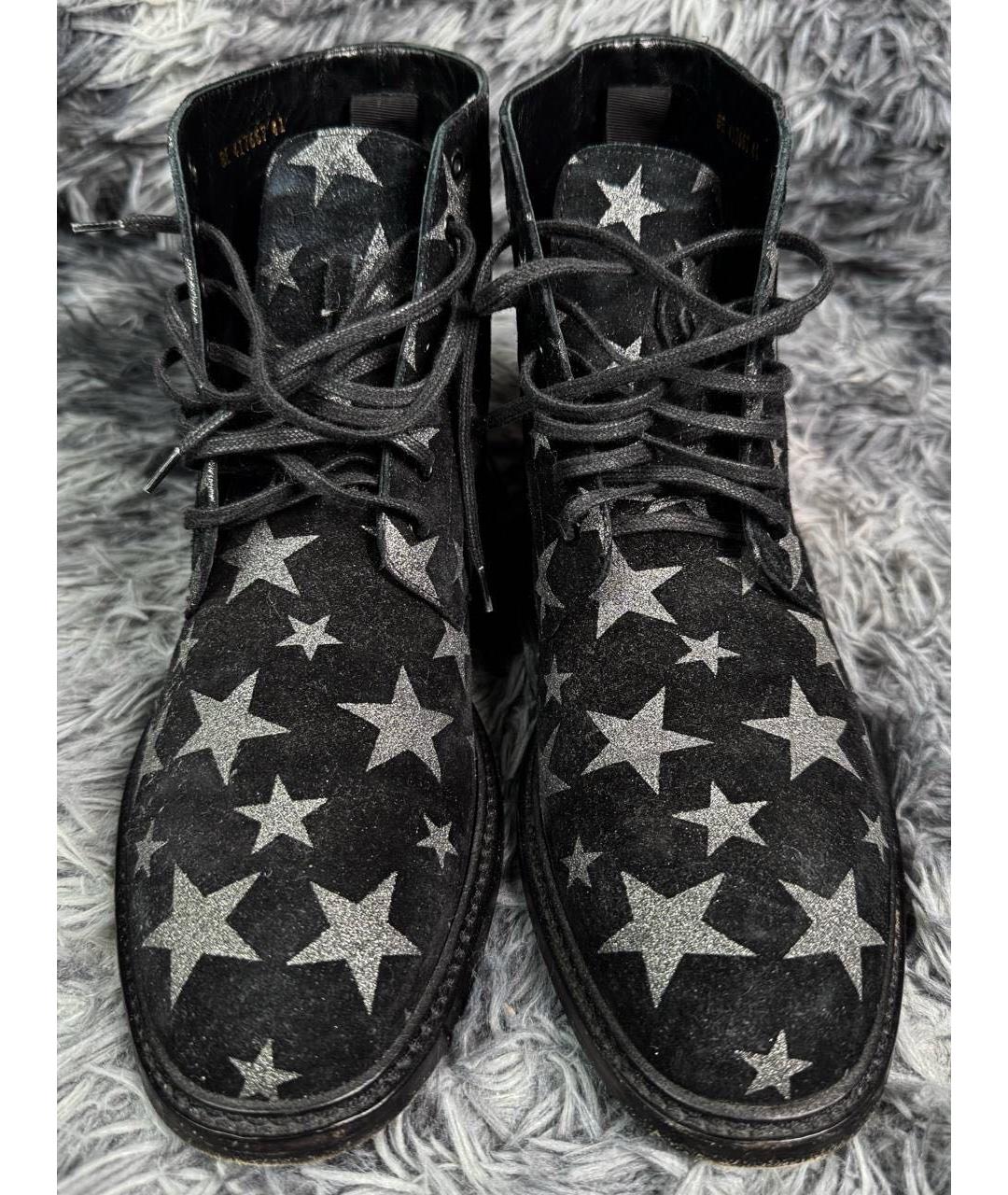 SAINT LAURENT Черные замшевые высокие ботинки, фото 2