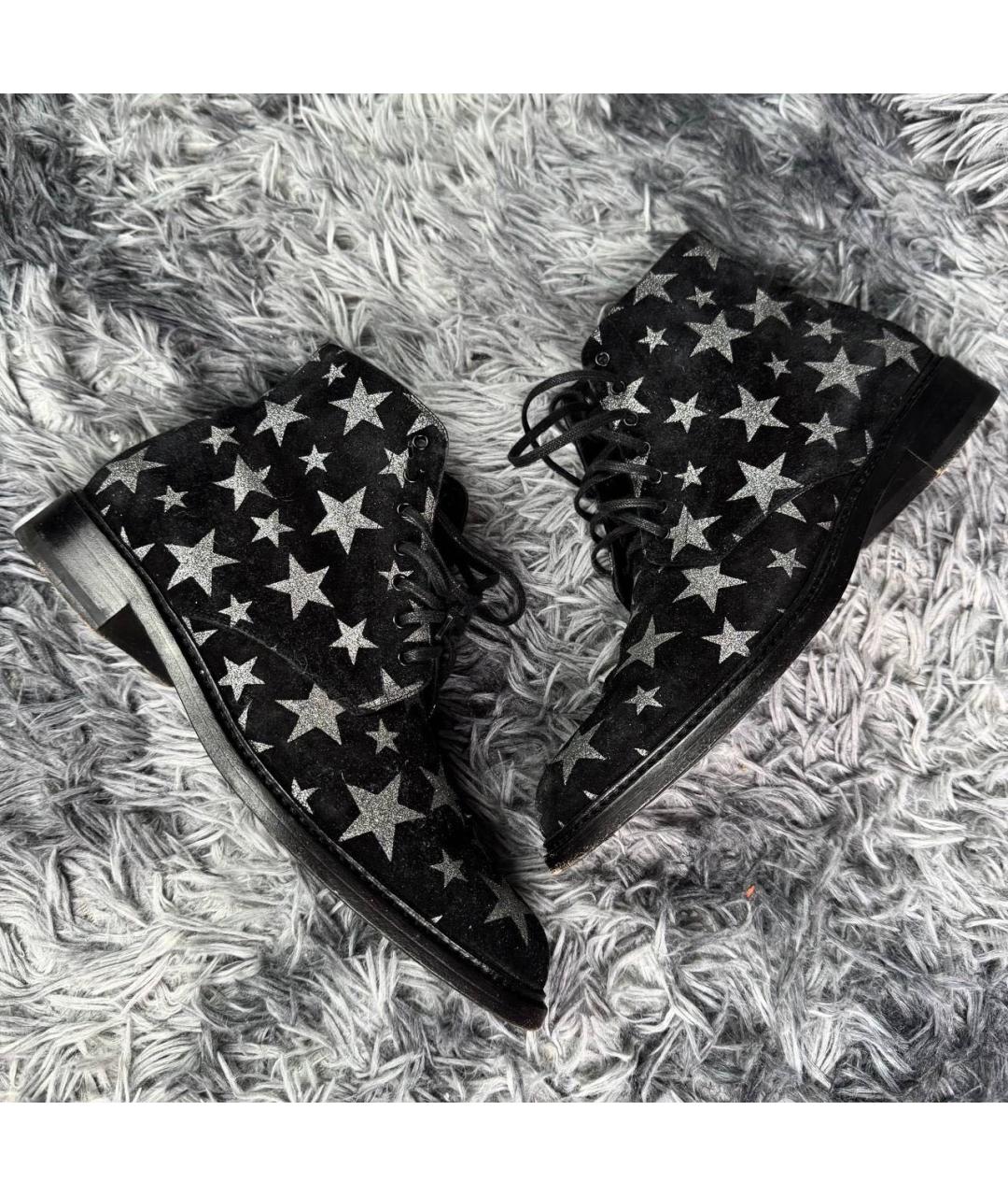 SAINT LAURENT Черные замшевые высокие ботинки, фото 8