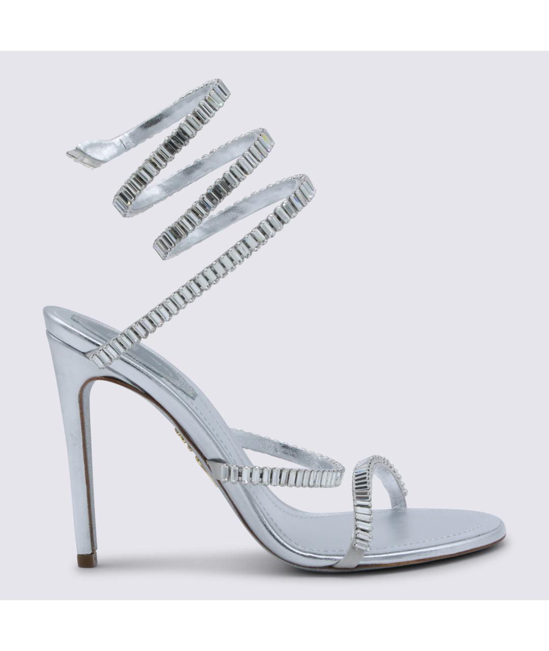 RENE CAOVILLA Серебряные кожаные босоножки, фото 2