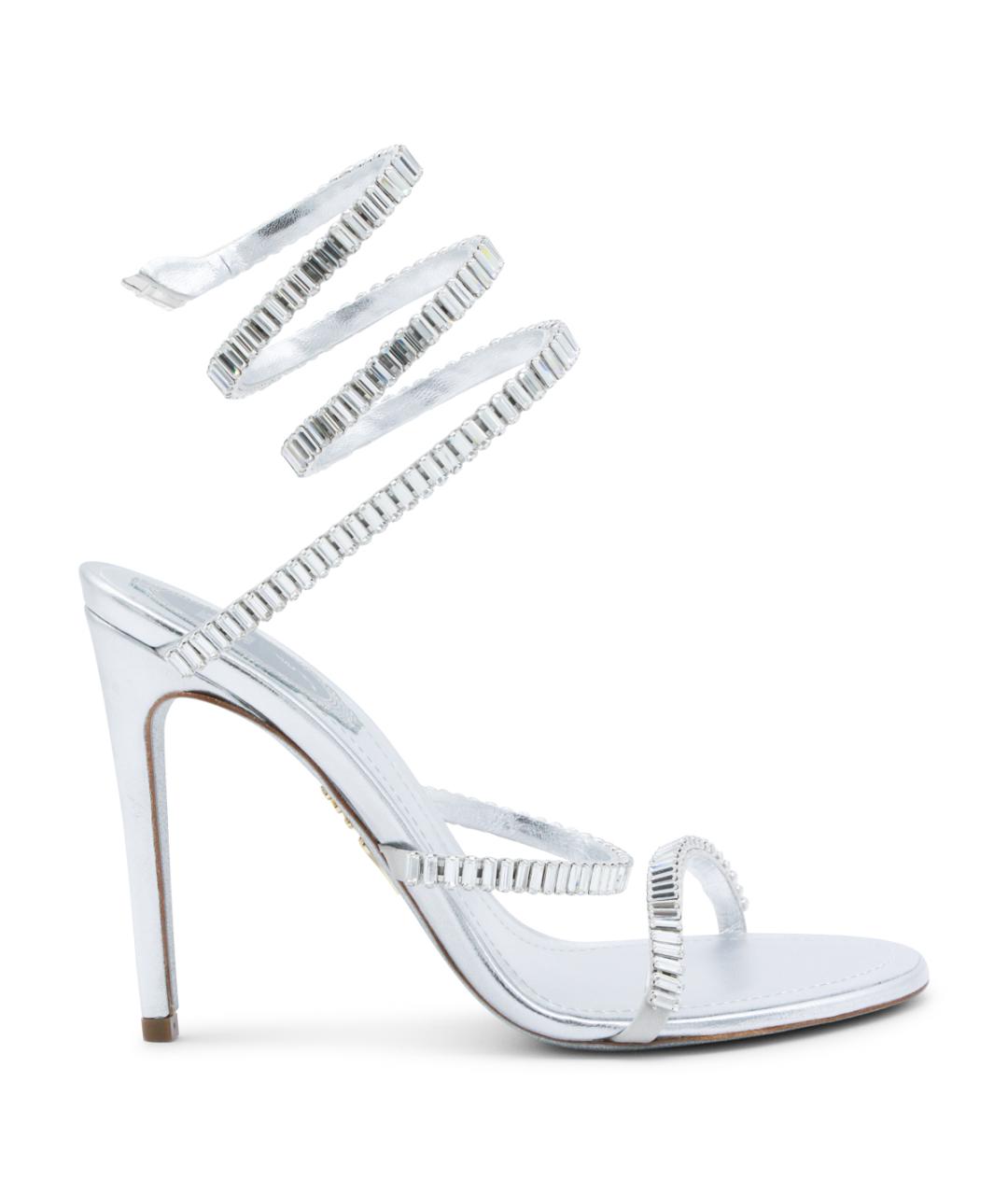 RENE CAOVILLA Серебряные кожаные босоножки, фото 9