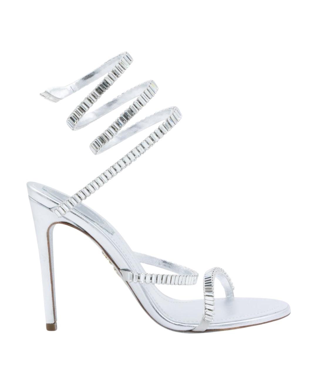 RENE CAOVILLA Серебряные кожаные босоножки, фото 1