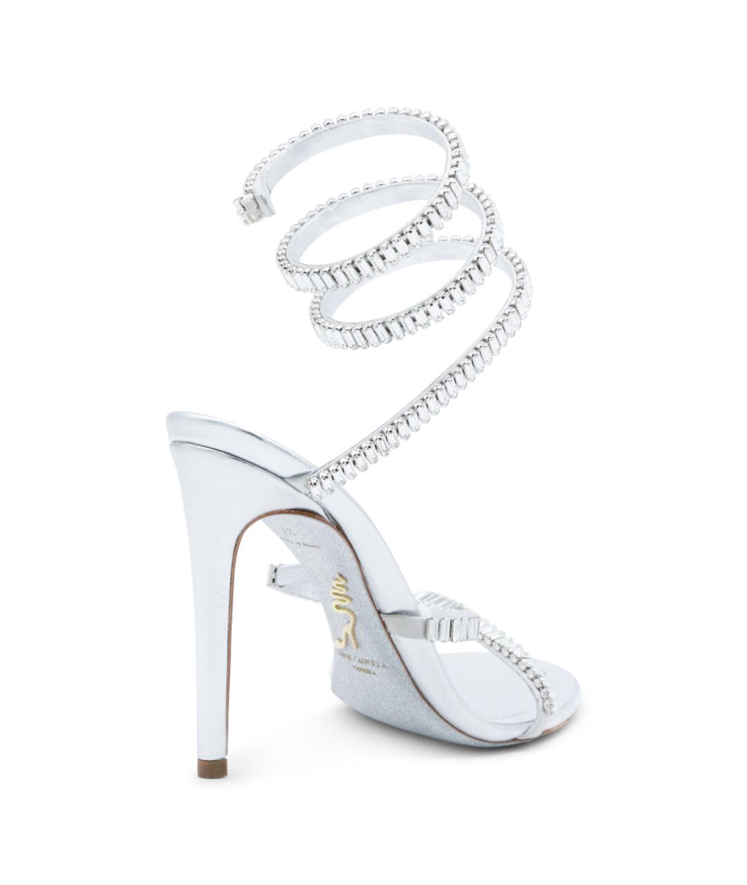 RENE CAOVILLA Серебряные кожаные босоножки, фото 5