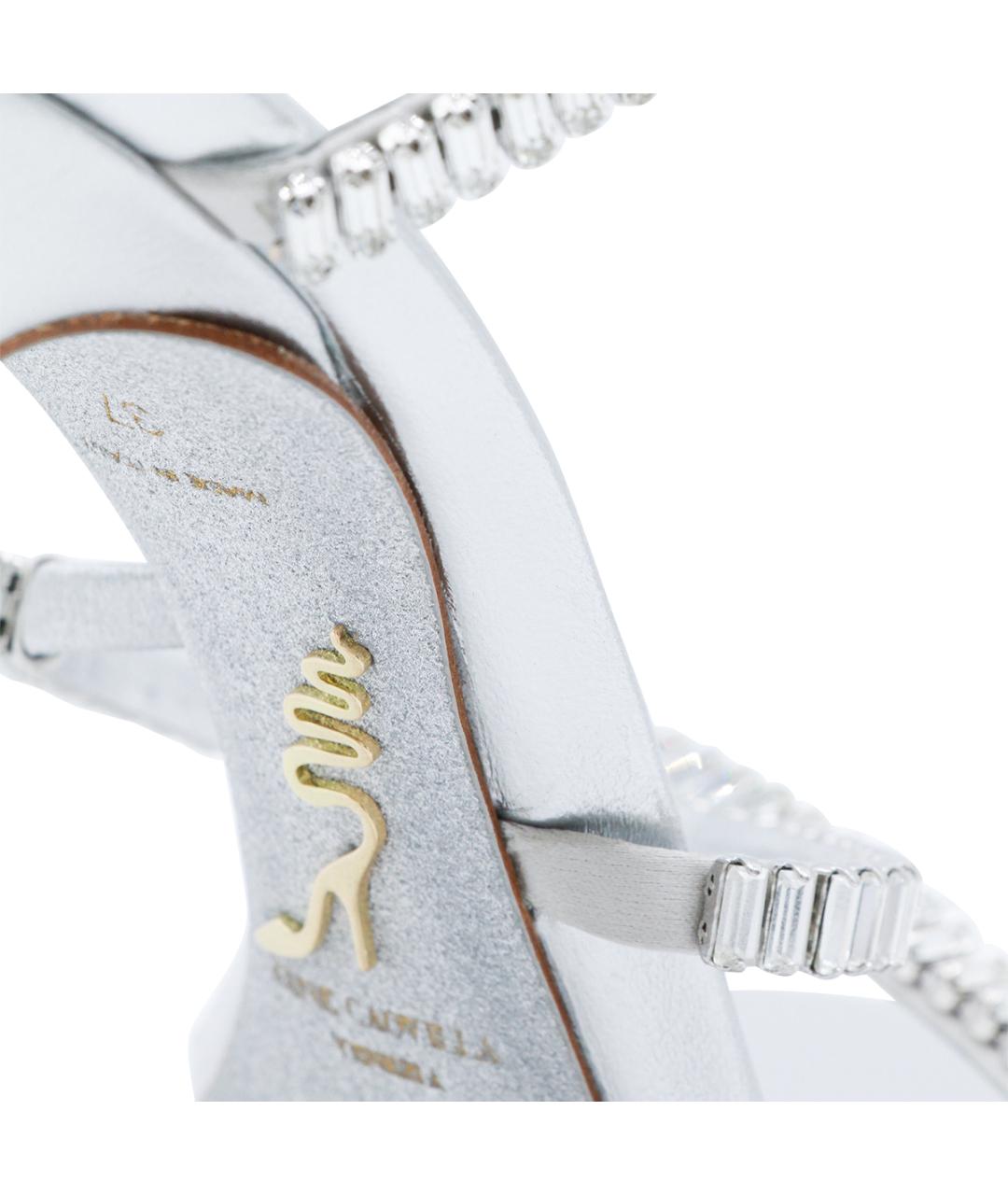 RENE CAOVILLA Серебряные кожаные босоножки, фото 7