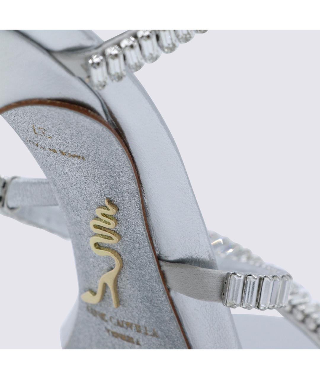 RENE CAOVILLA Серебряные кожаные босоножки, фото 8