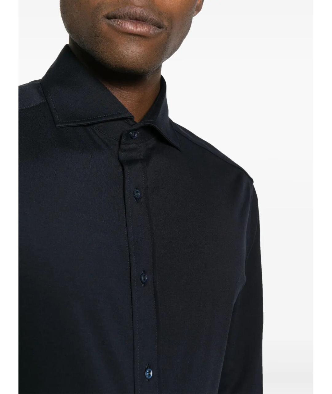BRUNELLO CUCINELLI Темно-синяя хлопковая кэжуал рубашка, фото 3