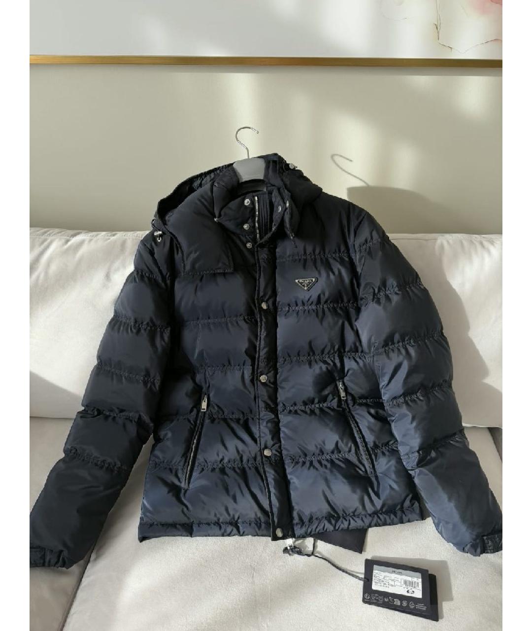 PRADA Темно-синий полиэстеровый пуховик, фото 2