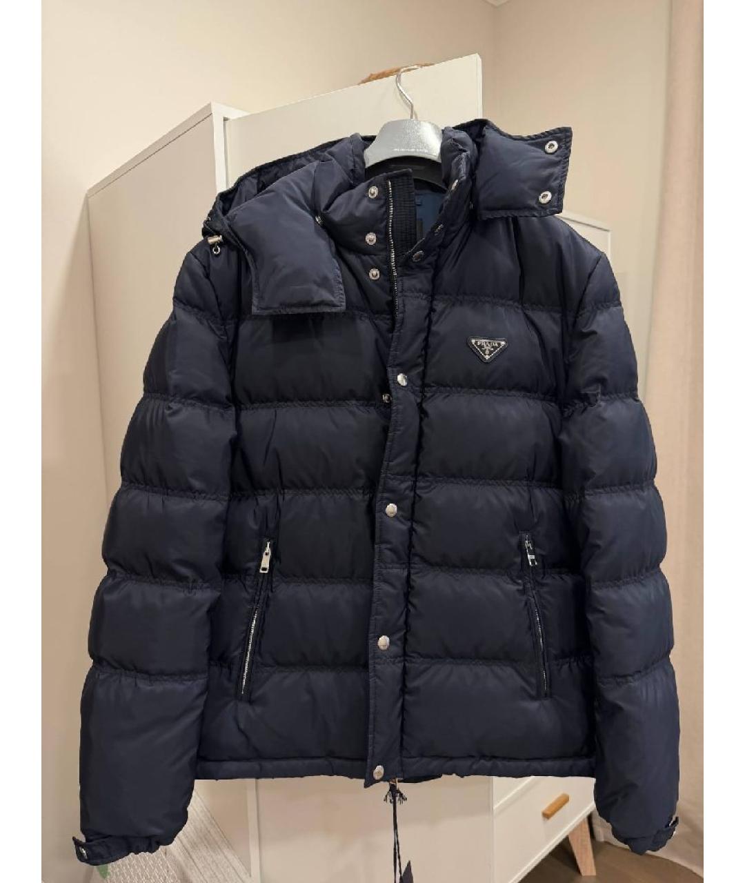 PRADA Темно-синий полиэстеровый пуховик, фото 7
