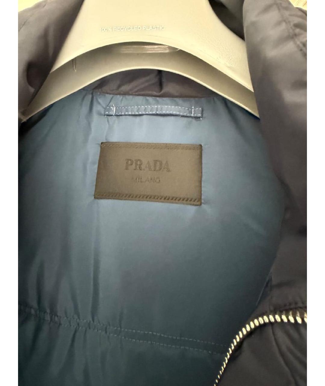PRADA Темно-синий полиэстеровый пуховик, фото 3