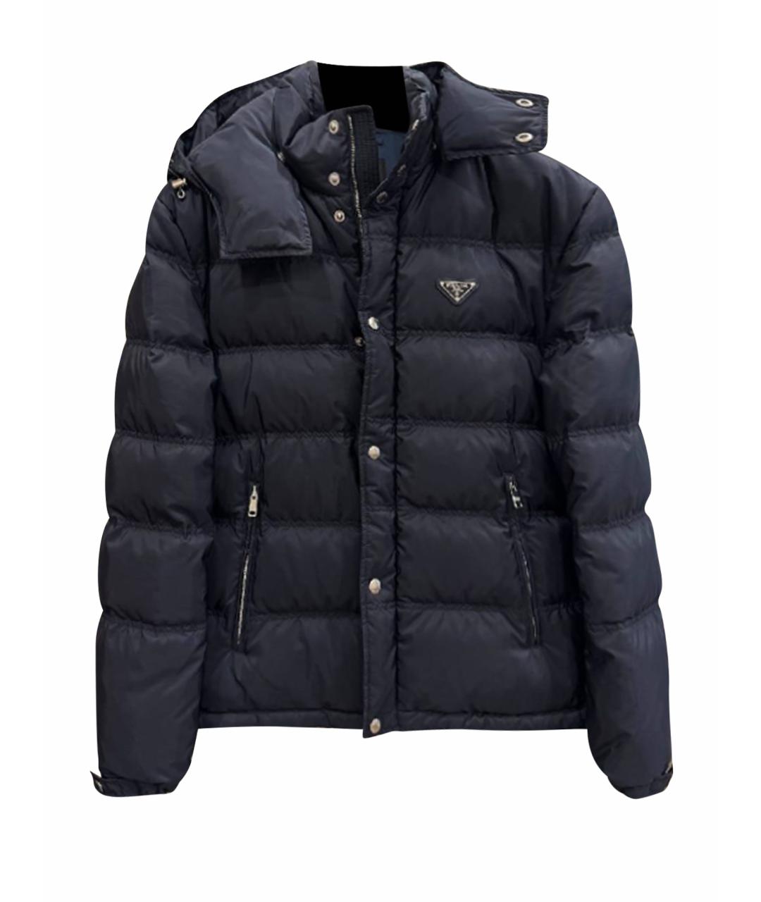 PRADA Темно-синий полиэстеровый пуховик, фото 1