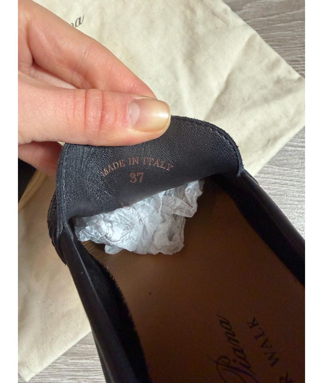 LORO PIANA Темно-синие кожаные лоферы, фото 6