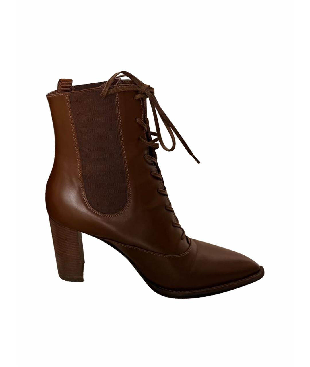 GIANVITO ROSSI Коричневые кожаные ботильоны, фото 1