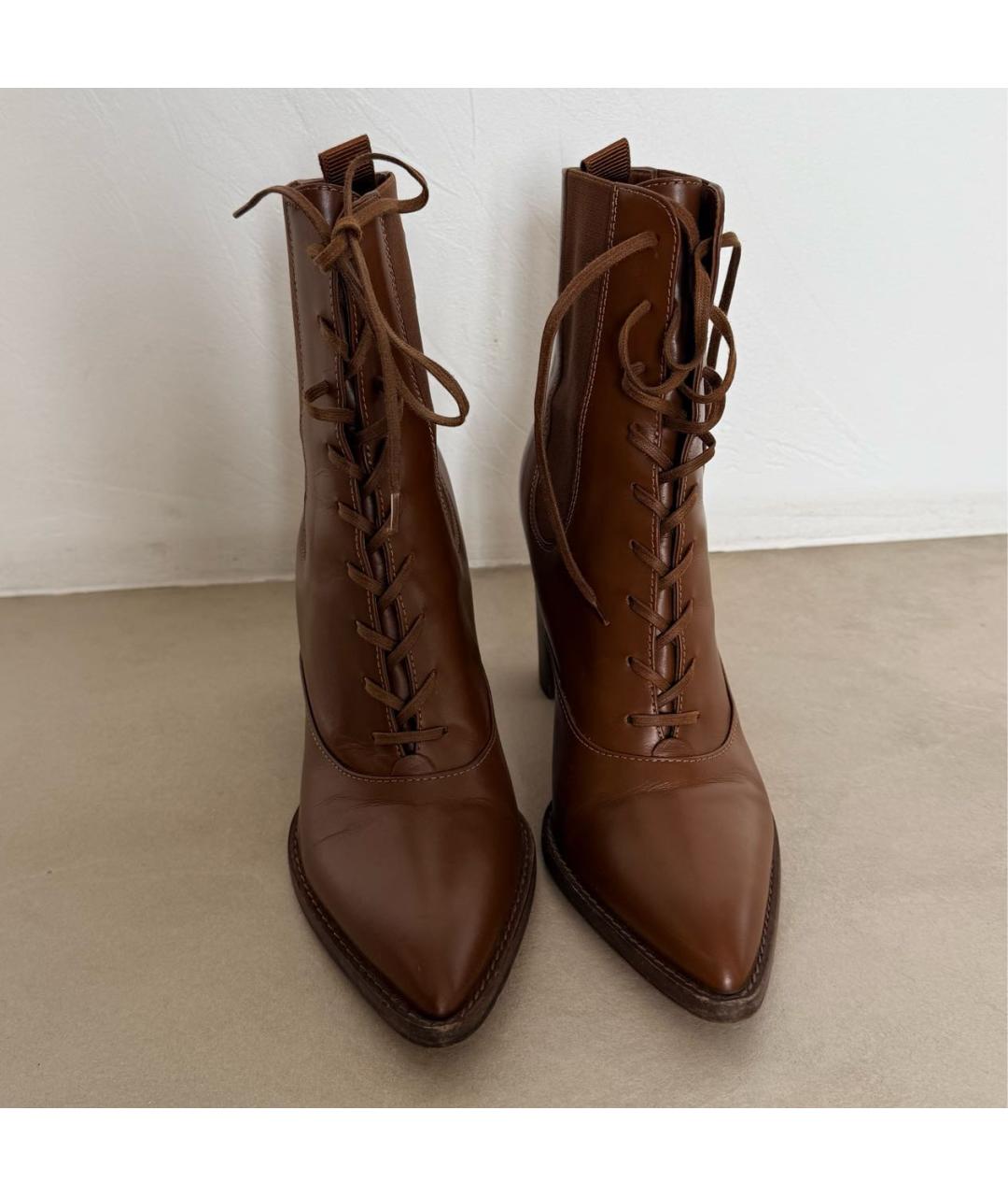 GIANVITO ROSSI Коричневые кожаные ботильоны, фото 7