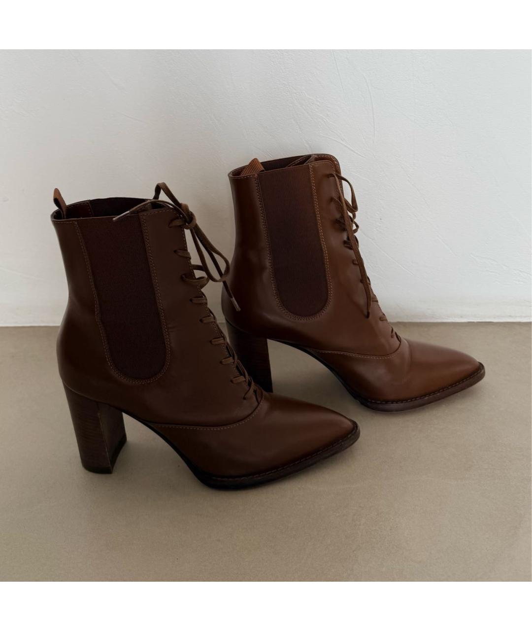 GIANVITO ROSSI Коричневые кожаные ботильоны, фото 4