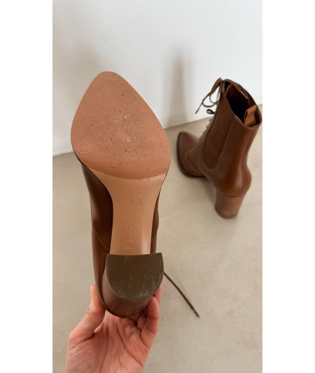 GIANVITO ROSSI Коричневые кожаные ботильоны, фото 6