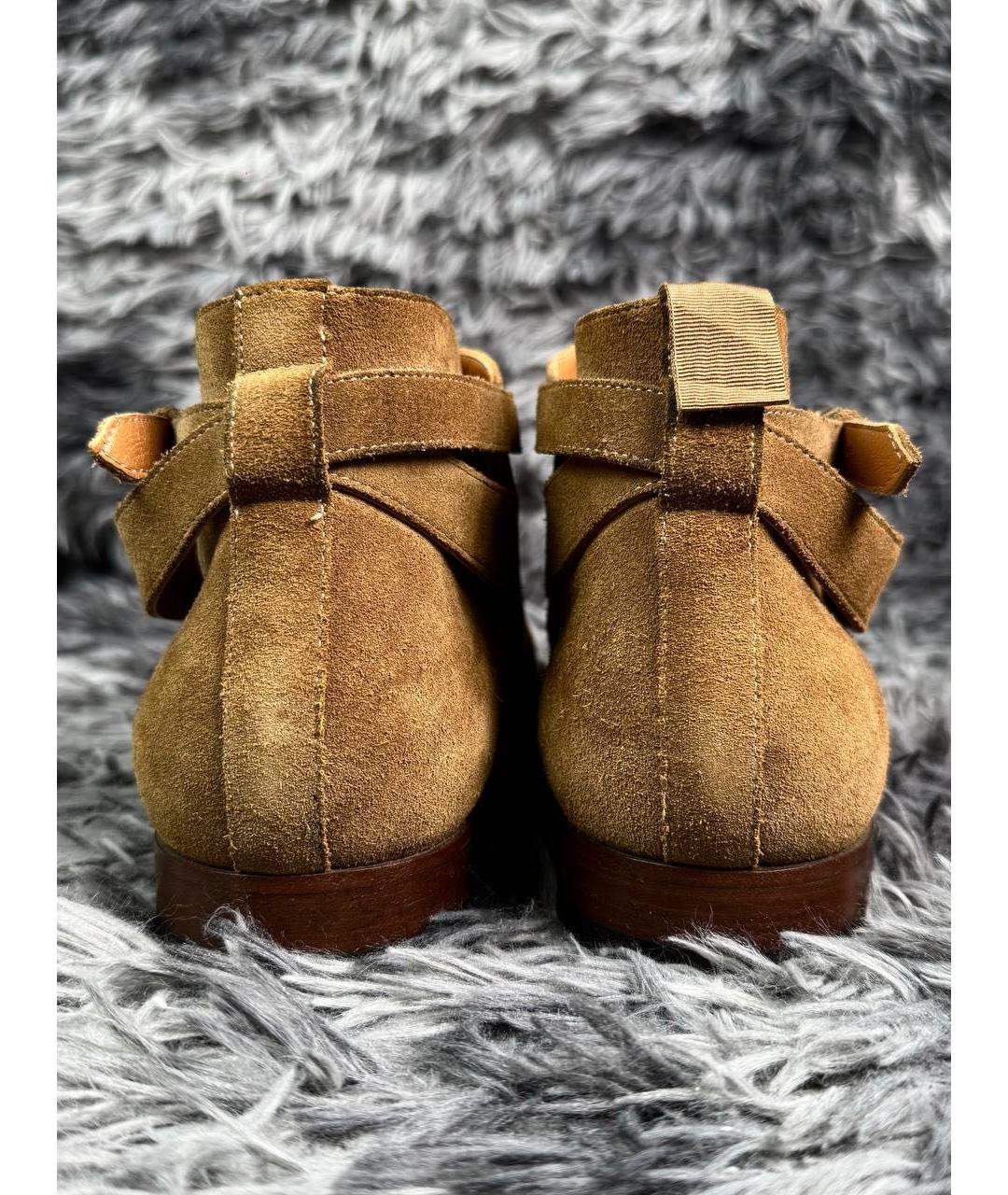 SAINT LAURENT Коричневые замшевые высокие ботинки, фото 5