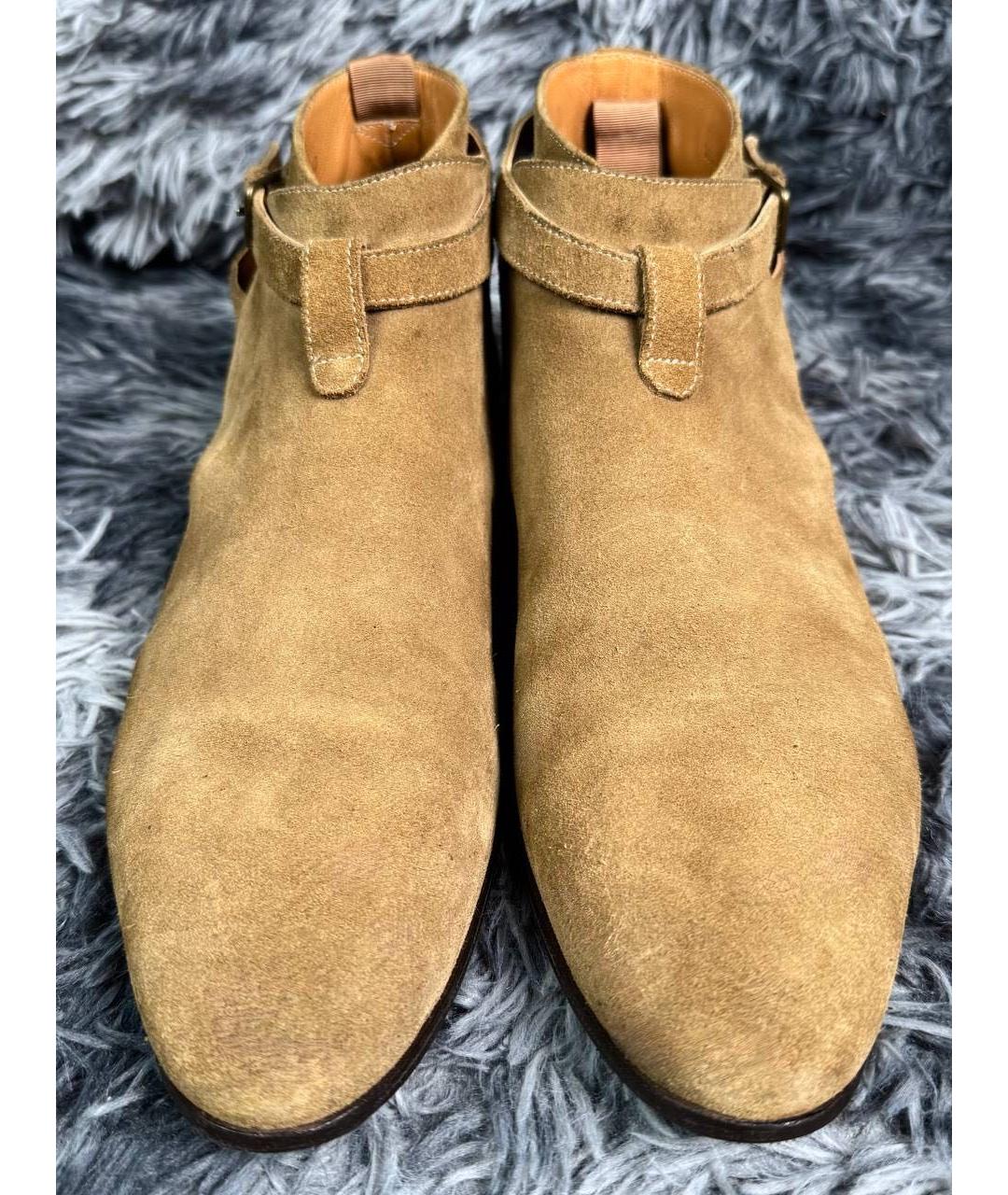 SAINT LAURENT Коричневые замшевые высокие ботинки, фото 3