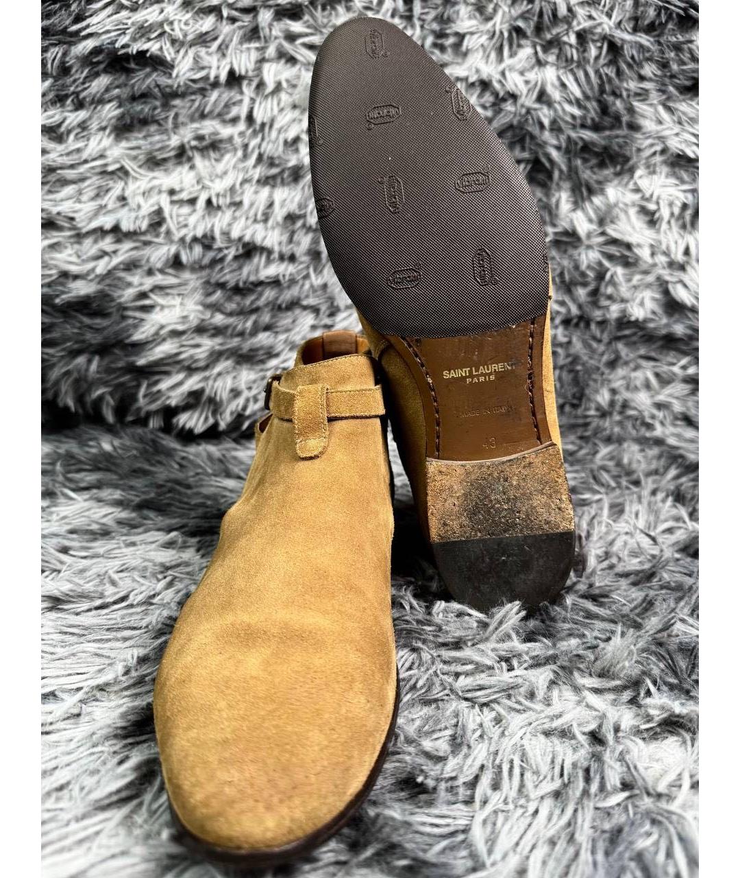 SAINT LAURENT Коричневые замшевые высокие ботинки, фото 2