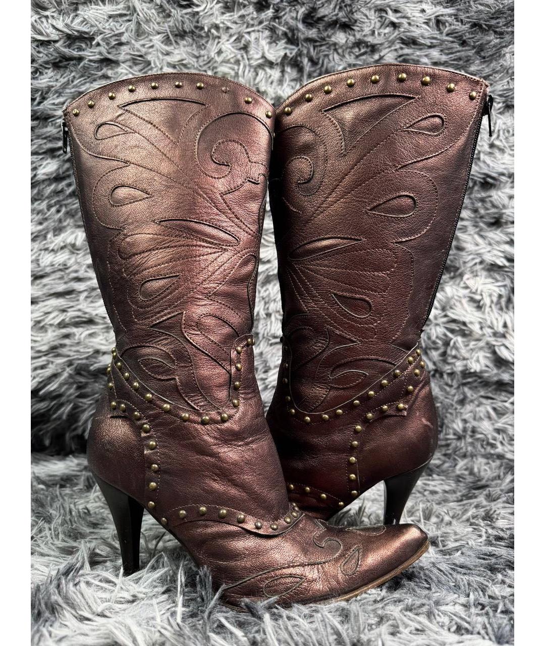 JUST CAVALLI Серебряные кожаные ботинки, фото 6