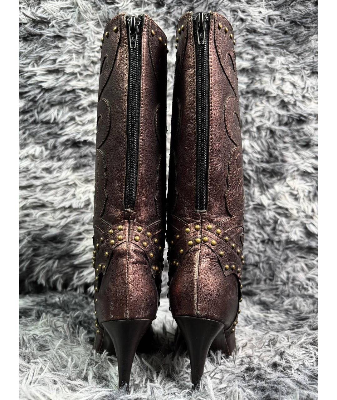 JUST CAVALLI Серебряные кожаные ботинки, фото 3