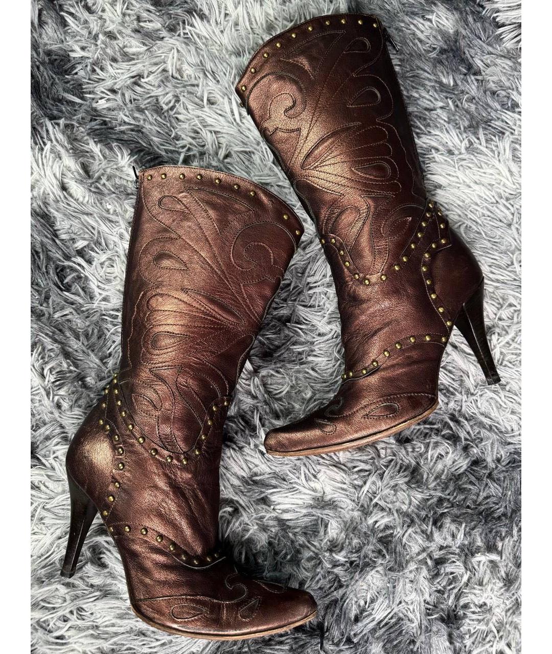 JUST CAVALLI Серебряные кожаные ботинки, фото 2