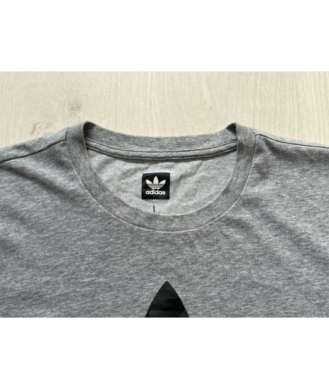ADIDAS Серая хлопковая футболка, фото 4