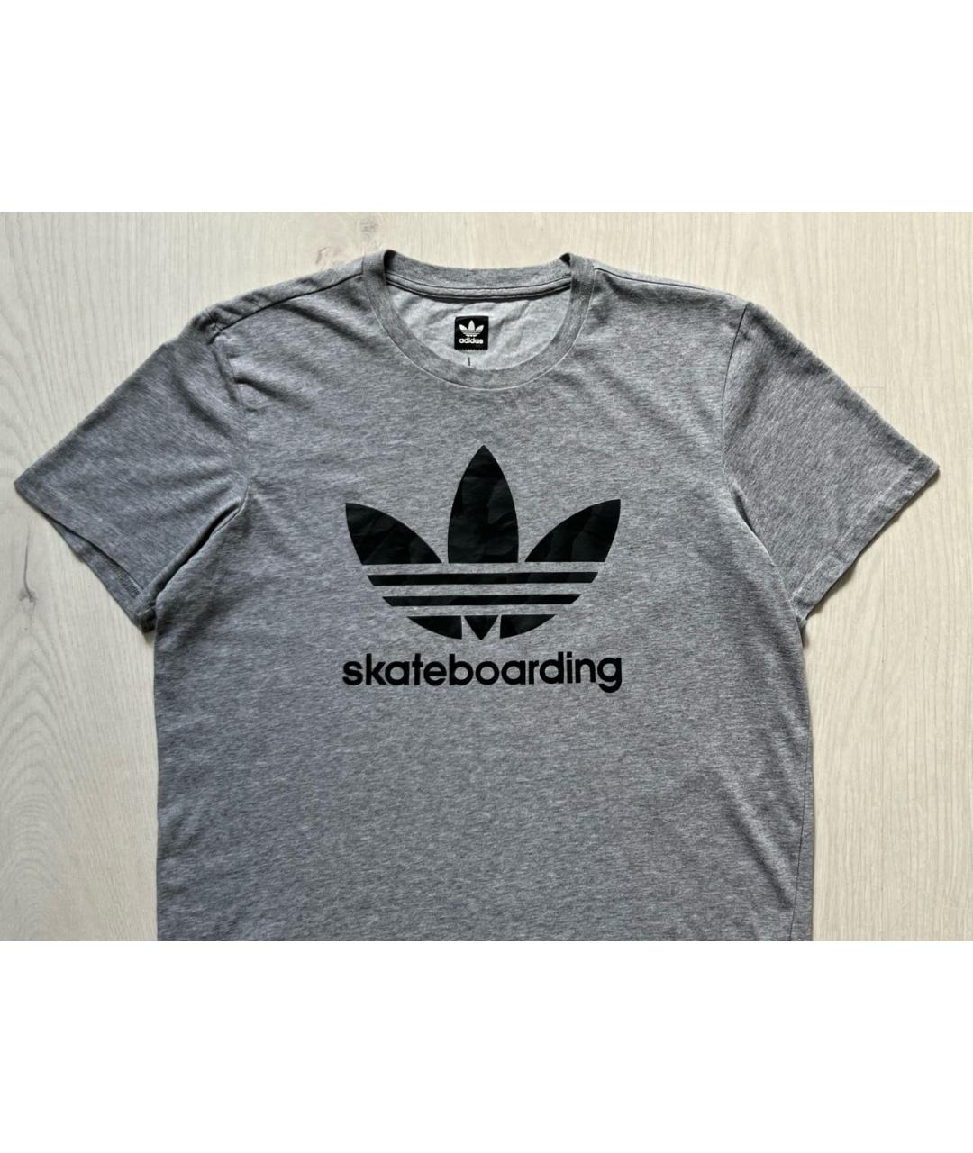 ADIDAS Серая хлопковая футболка, фото 3