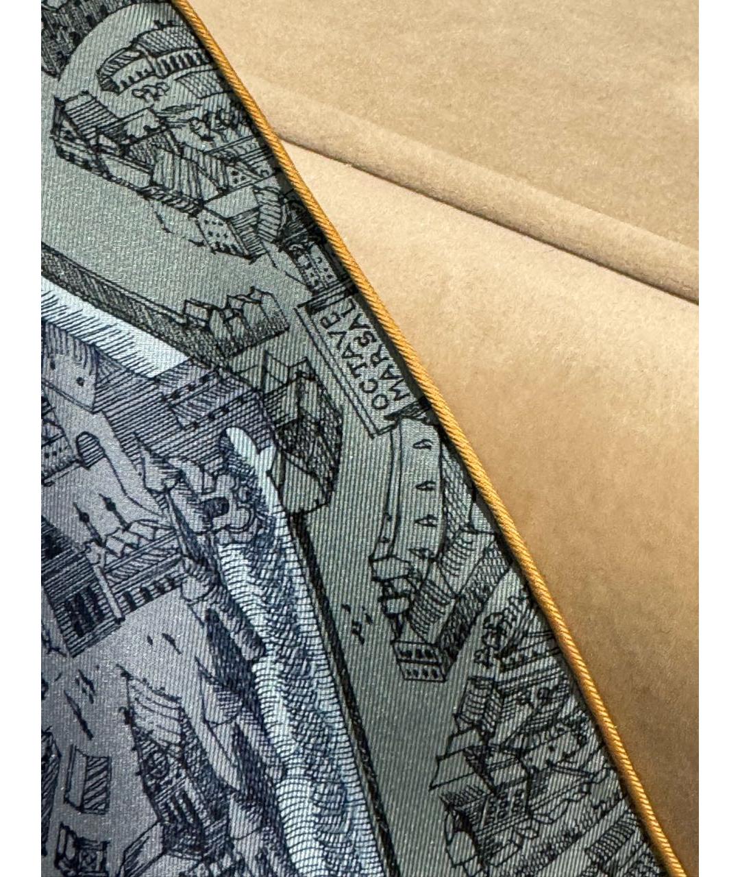 HERMES Голубой шелковый платок, фото 4