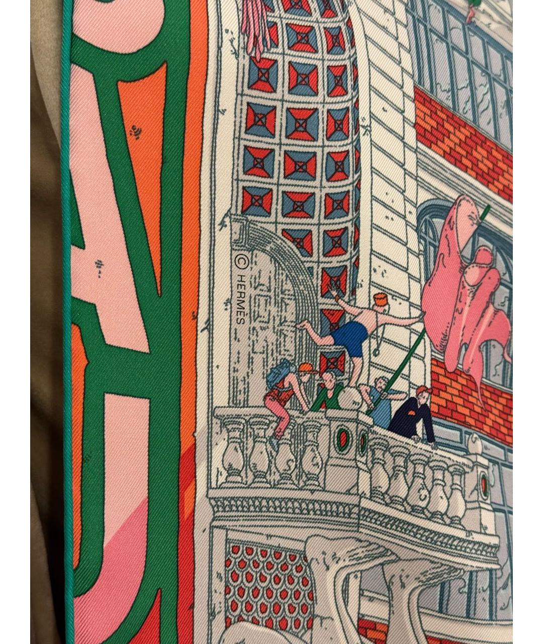 HERMES Голубой шелковый платок, фото 8