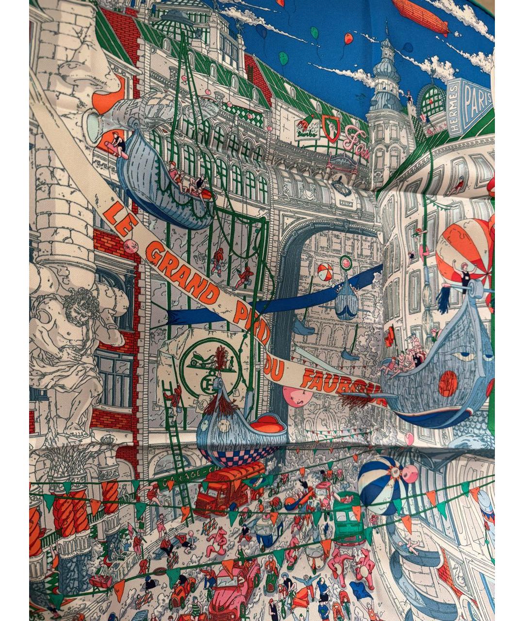 HERMES Голубой шелковый платок, фото 4