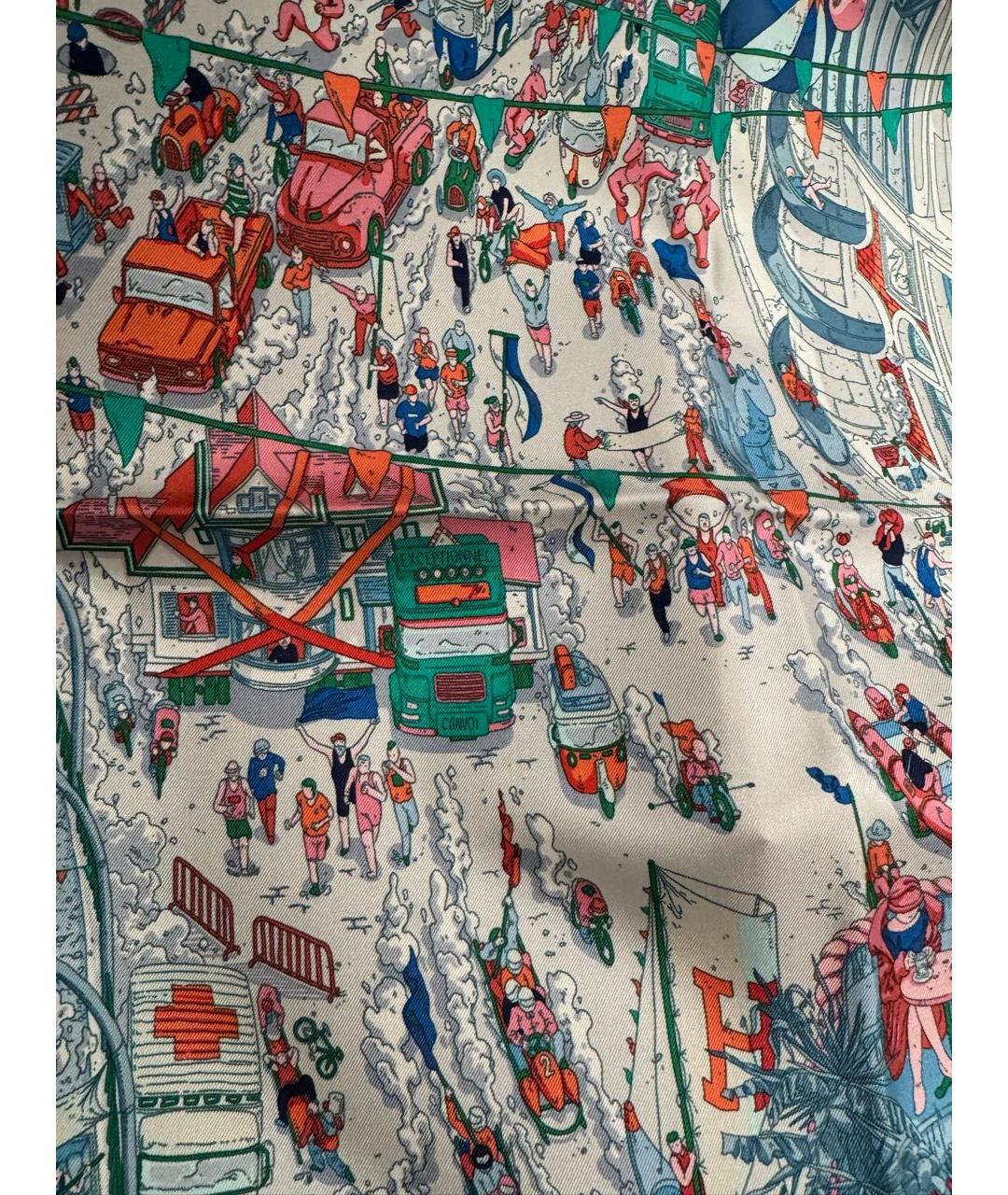 HERMES Голубой шелковый платок, фото 6