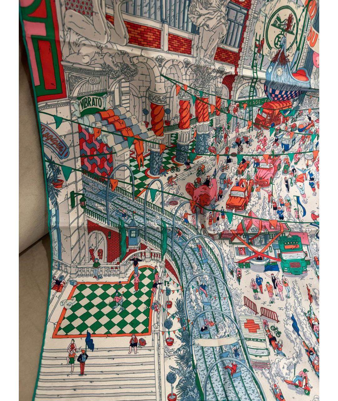 HERMES Голубой шелковый платок, фото 3