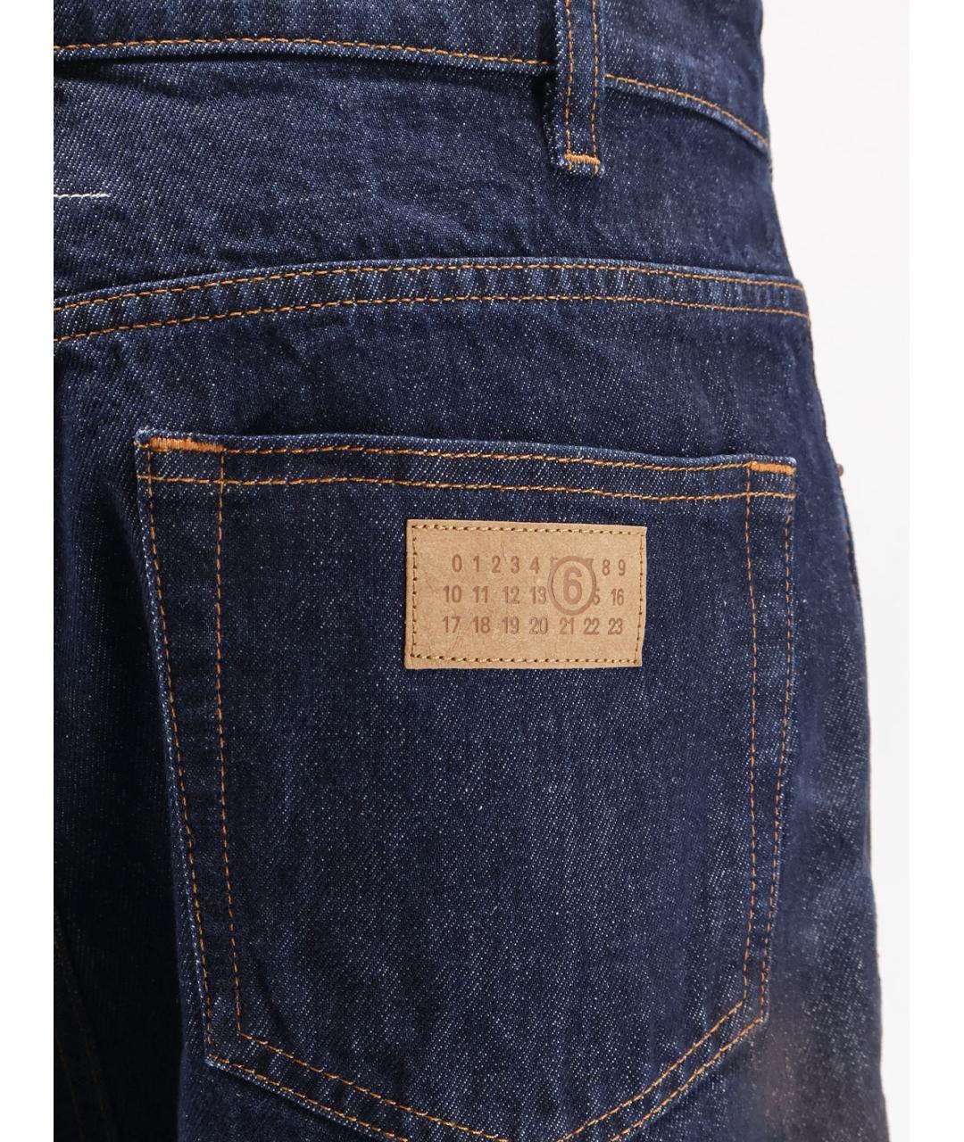 MM6 MAISON MARGIELA Синие хлопковые прямые джинсы, фото 3