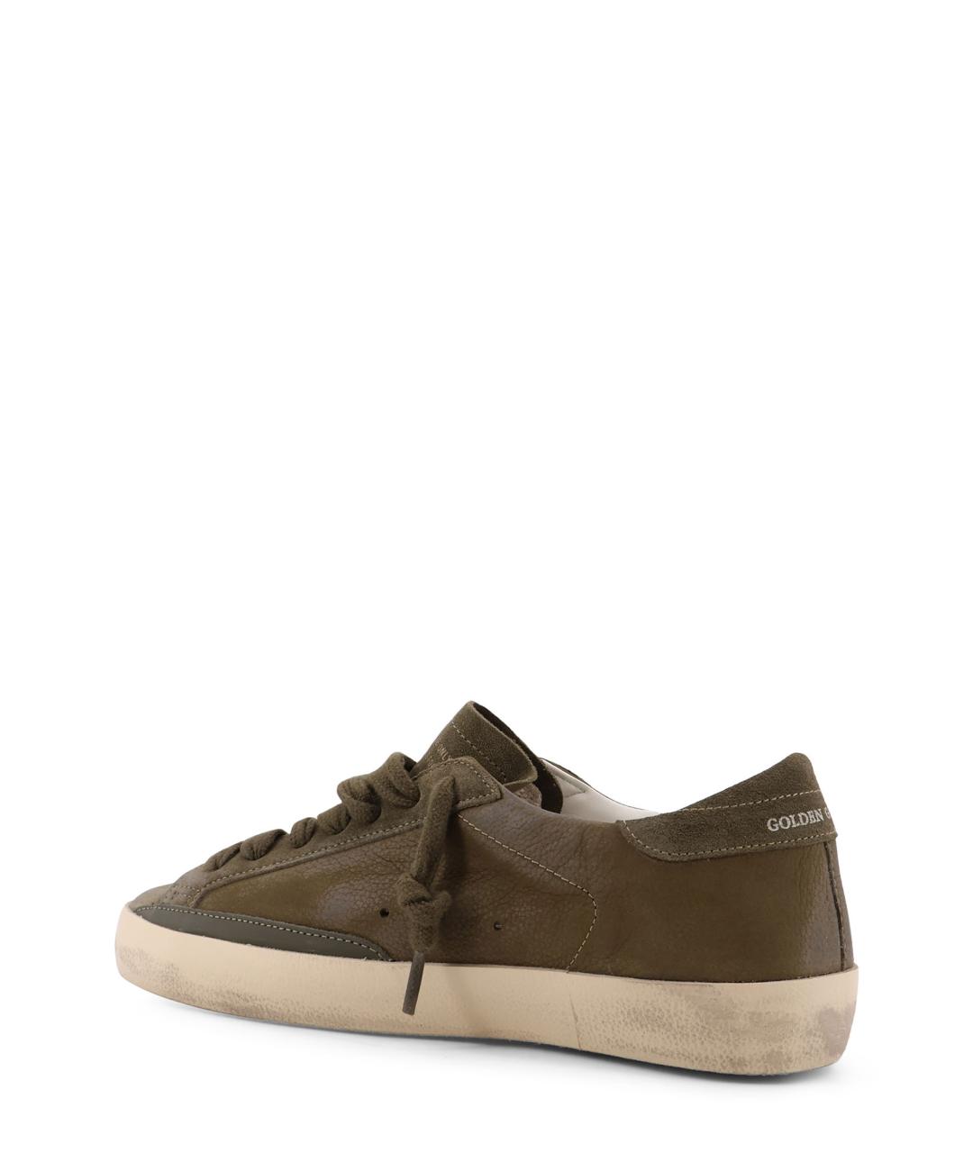 GOLDEN GOOSE DELUXE BRAND Хаки кожаные низкие кроссовки / кеды, фото 3