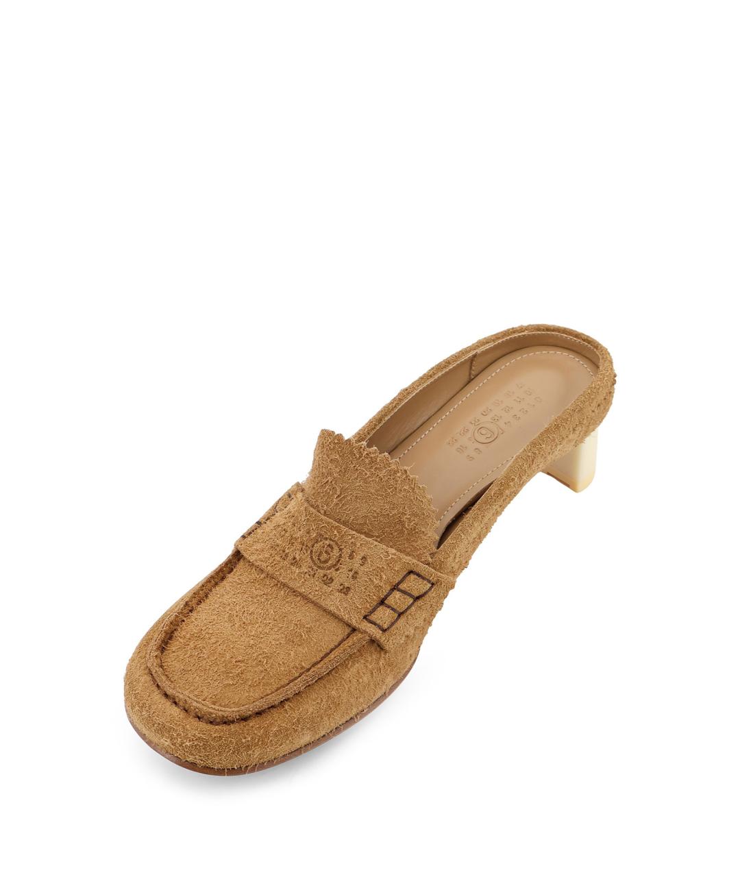 MM6 MAISON MARGIELA Бежевые замшевые мюли, фото 4