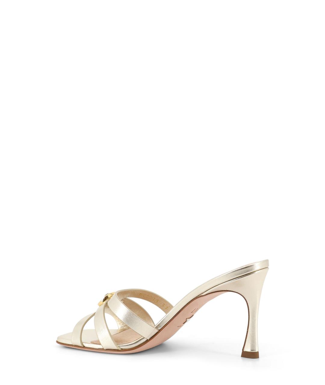 CHRISTIAN DIOR Золотые кожаные мюли, фото 3