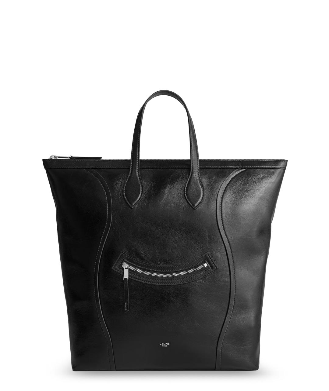 CELINE Черная кожаная сумка тоут, фото 3