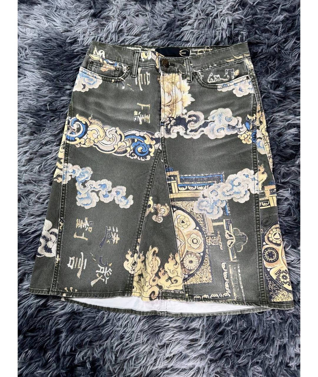 JUST CAVALLI Серая хлопковая юбка мини, фото 9