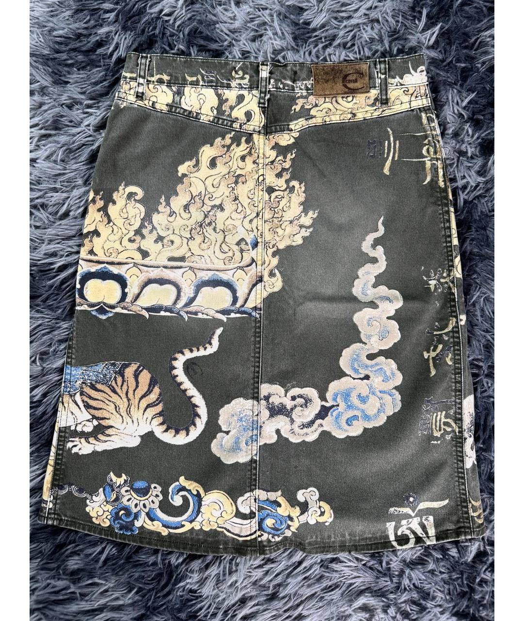 JUST CAVALLI Серая хлопковая юбка мини, фото 2