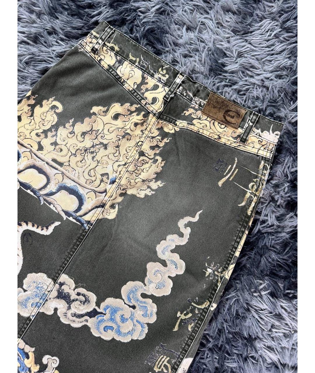 JUST CAVALLI Серая хлопковая юбка мини, фото 3