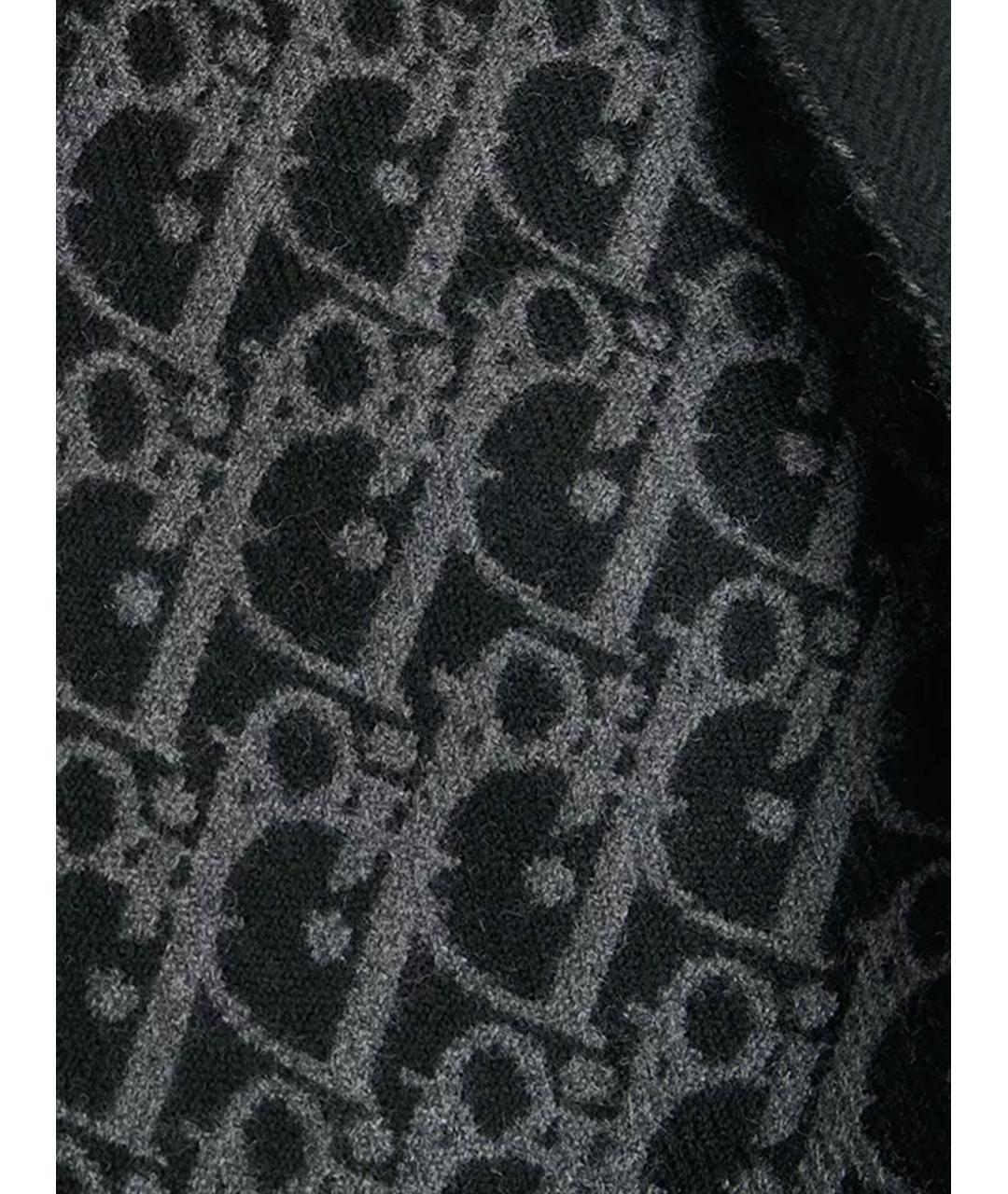 CHRISTIAN DIOR Черный шерстяной шарф, фото 2