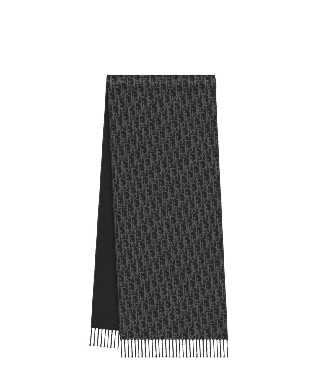 CHRISTIAN DIOR Черный шерстяной шарф, фото 1