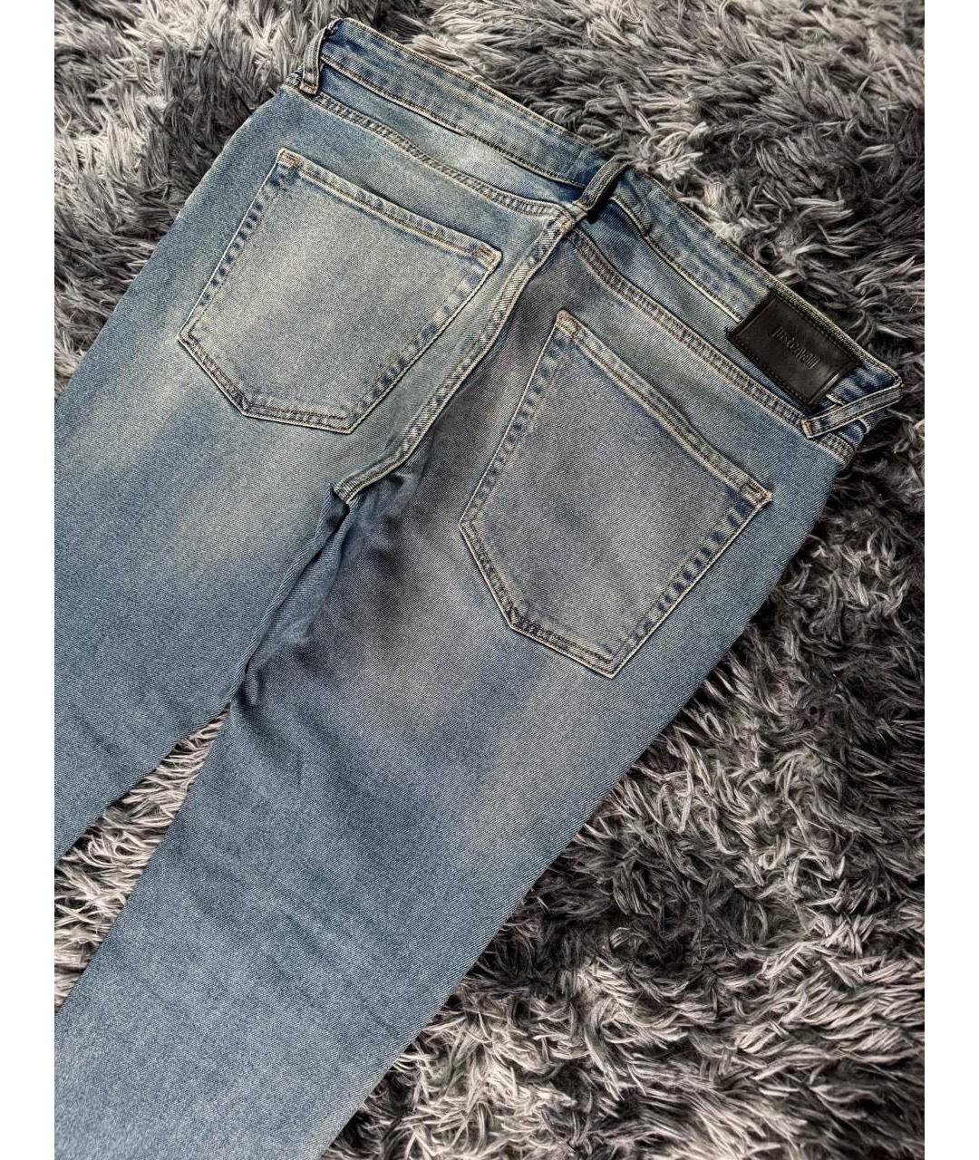 JUST CAVALLI Голубые хлопковые джинсы скинни, фото 3