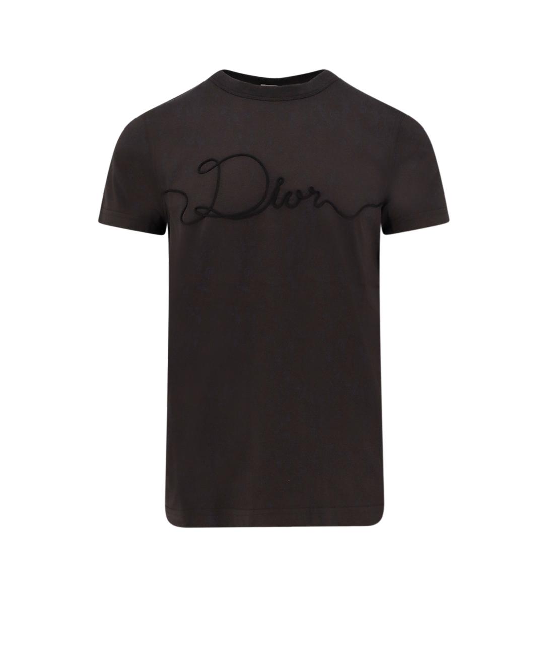 CHRISTIAN DIOR Антрацитовая хлопковая футболка, фото 1